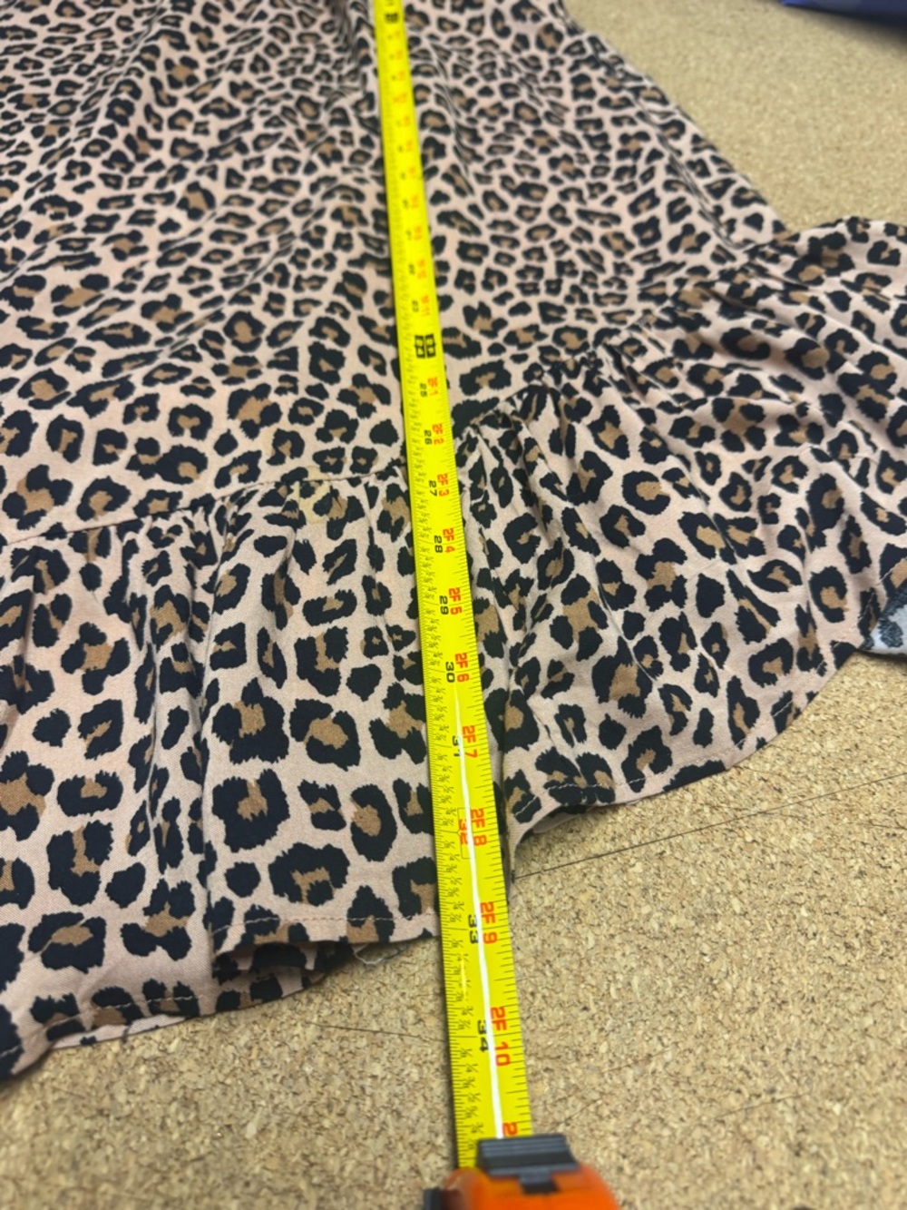 VICI Leopard Print Ruffle Sleeve Mini Dress Womens Large Boho Tiered Babydoll A8 - Picture 8 of 9